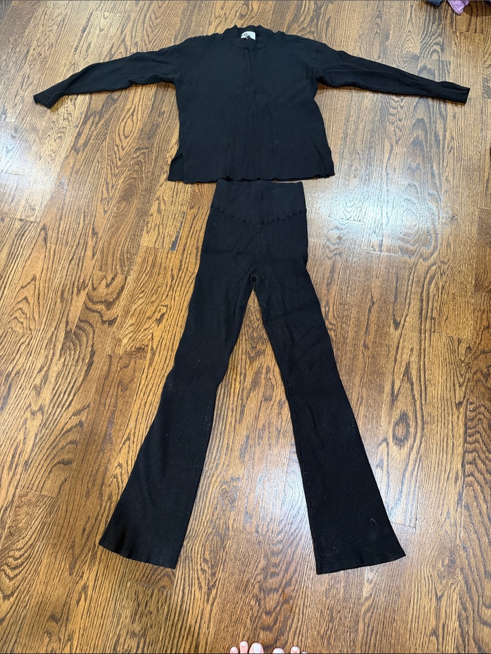 Beach Riot Black Ribbed Flare Pants